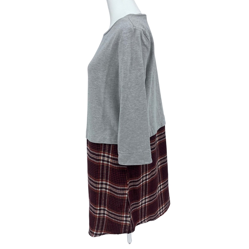 Doe & Rae Womens Gray Layered Plaid Dress Medium Burgundy School Girl Preppy - Picture 2 of 12